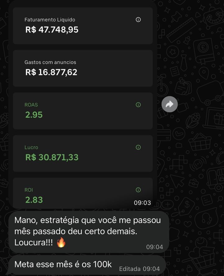Print do painel de resultados do mentorado Gustavo